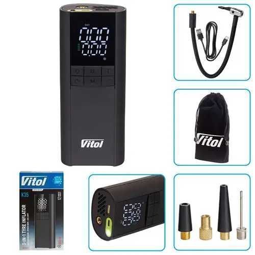 Компресор 3in1/7.4V/29.6wh/8000mAh/Повербанк/Ліхтар ViTOL K-35