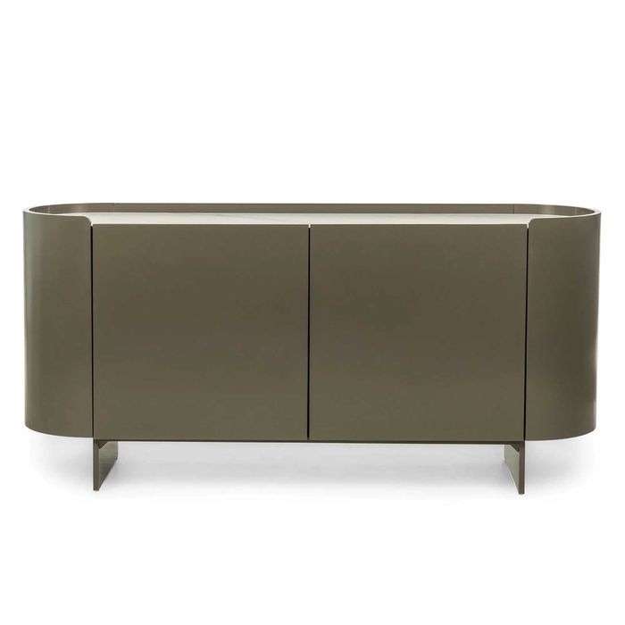 ZZ2644 - Komoda owalna Nari, zielona/szara, spiek, glossy