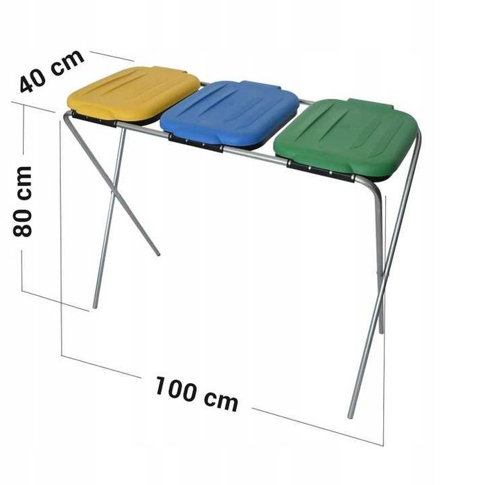 STOJAK METALOWY do Segregacji Śmieci Pojemnik KOSZ NA ODPADY na 3 WORK