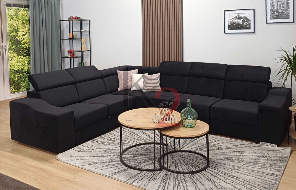 Duży narożnik Henderson, 320x253 cm,zagłówki, USB rozkładany +gratis