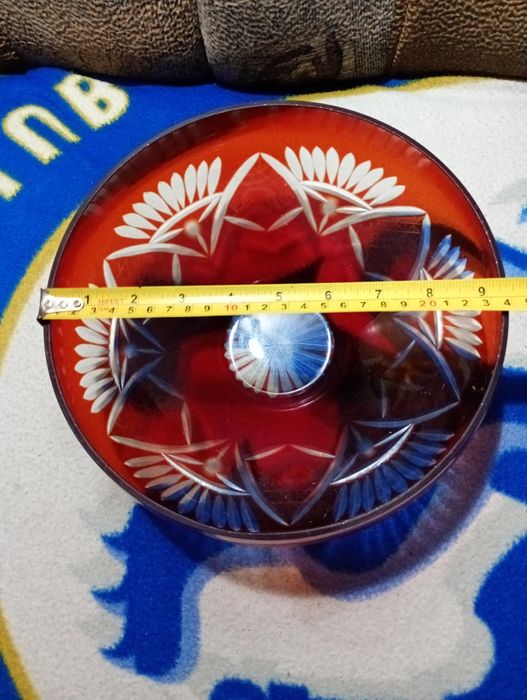 Ваза Богемское стекло.  Солатник,фрутовница,конфетница.Чехословакия