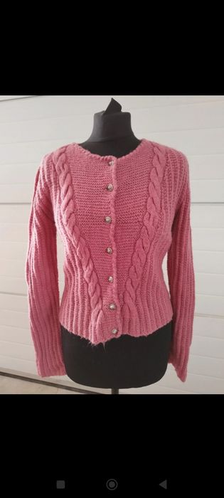 Sweter damski różowy  vintage wełna