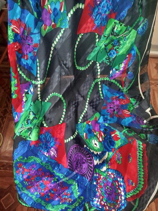 Платок из органзы с велюром