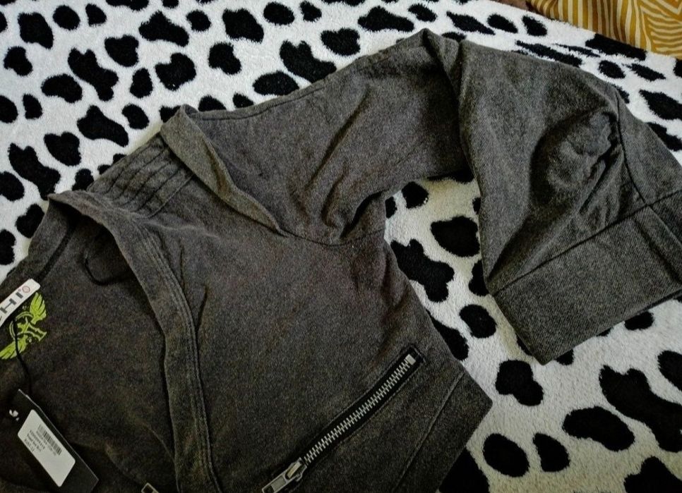 ICHI krótka Bluza khaki melanżowa bluzka crop top 100% BAWEŁNA _ Nowa!