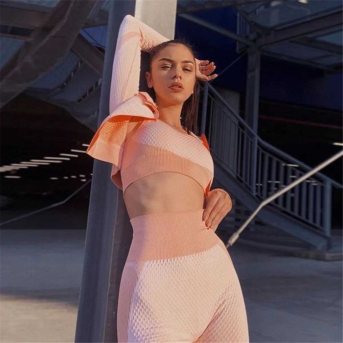 Костюм для фитнеса, йоги, спортивный костюм тройка лосины топ кофта