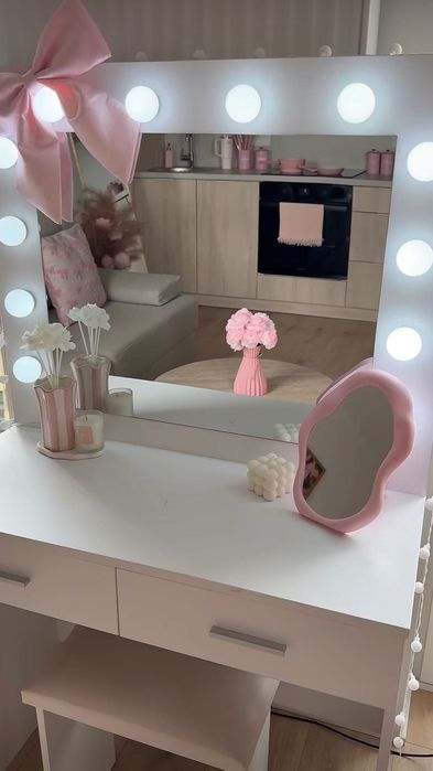 toaletka z lustrem led + taboret