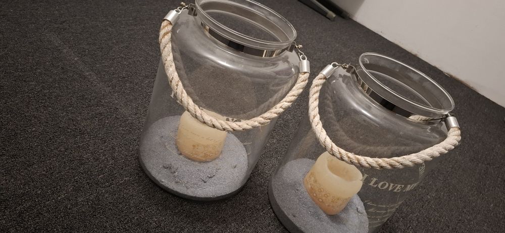 2 piękne świeczniki duże Love home