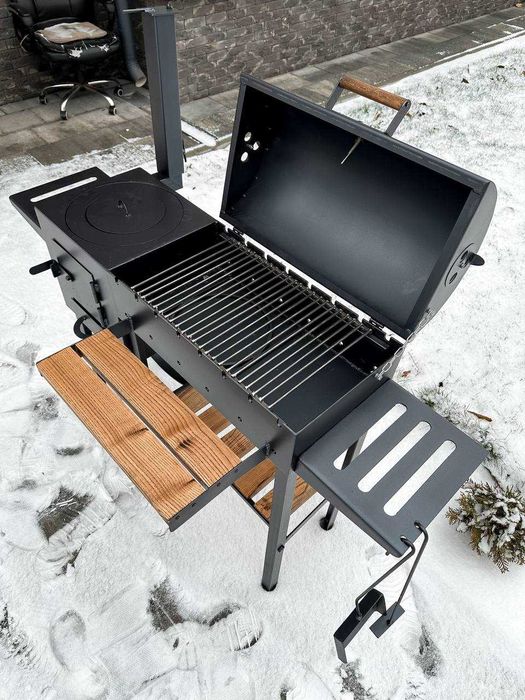 Мангал з пічкою під казан метал 4 мм на 8 шампурів ПОСИЛЕНИЙ