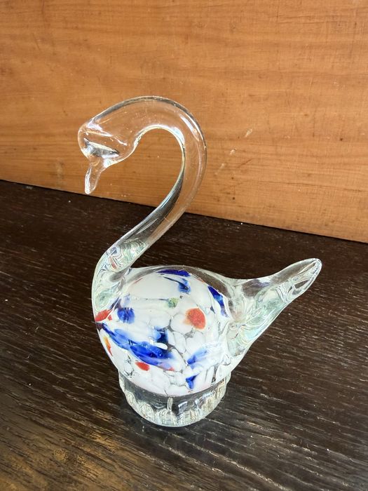 Stary szklany łabędz prl nie ryba N