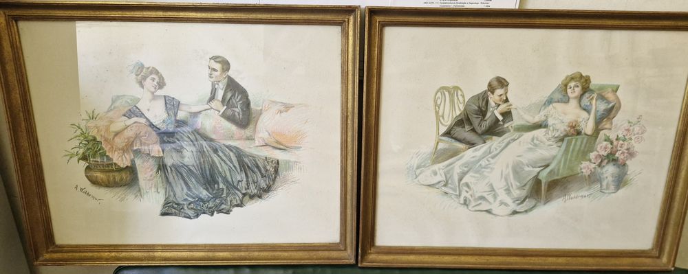Par de gravuras Art Nouveau 1917 A.Waldemar