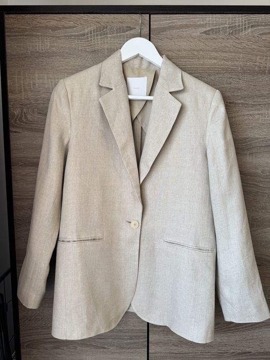 Бежевий лляний жакет mango у розмірі xs. У продажі до травня