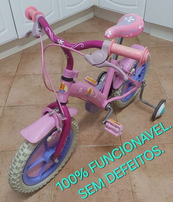 BICICLETA CRIANÇA COMO NOVA,DA BARBIE, RODA 14. Casa,Exercitar,Passeio,Quarto.