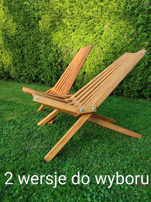 Krzesło drewniane. 2 WERSJE Leżak ogrodowy. Ogród. Zestaw. Sauna