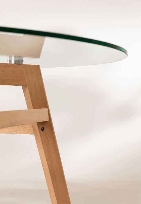 Mesa de Jantar Redonda -Tampo de Vidro 100 cm (Como Nova)