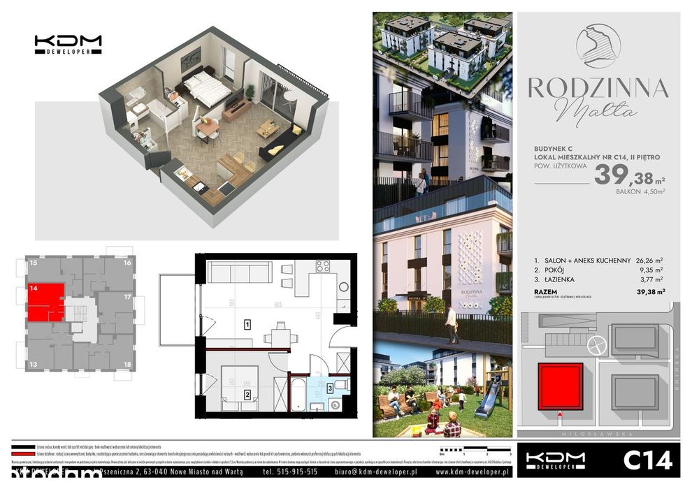 Poznań Malta- kompaktowe 2 pokojowe 39,38 m² | idealne na start | C14