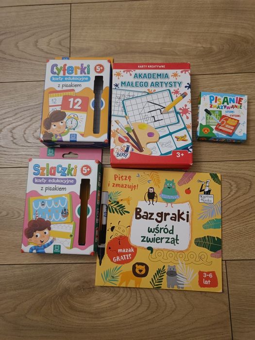 Zestaw kart edukacyjnych, bazgraki, pisanie zmazywanie