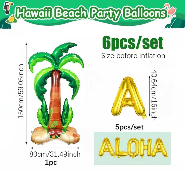 Set Baloes Foil Festa Tropical Hawaii