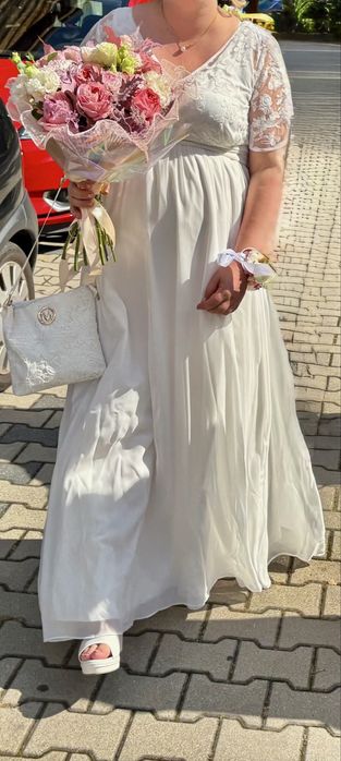 Sukienka ślubna ciążowa biała rozm.44