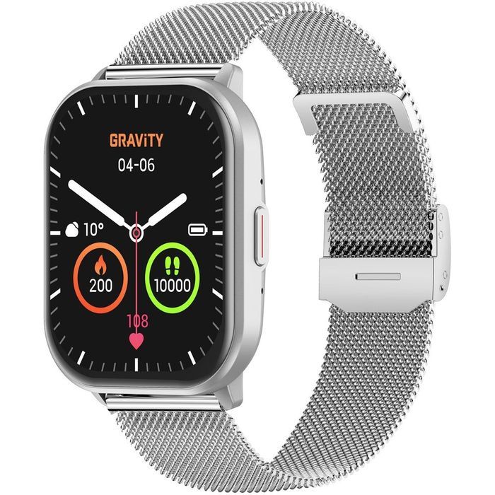 Smartwatch Gravity Srebrny Pasek + Bransoleta GT43-2