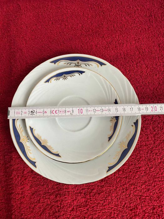 Eleganckie Trio Porcelanowe ROYAL P.X.A. Kobalt i Złoto - Stan Idealny