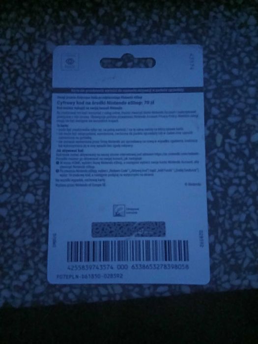 Sprzedam kod na środki  Nintendo eshop 70 zł