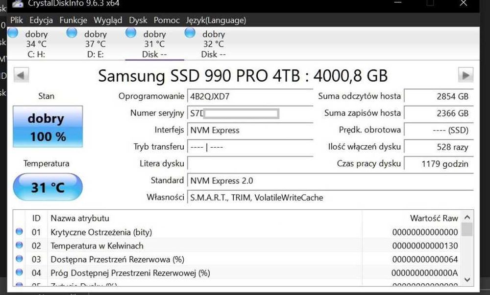 2X Samsung 990 Pro 4TB SSD nVme = 8TB RAID 0 + ASUS HYPER M.2 GEN 4 GW