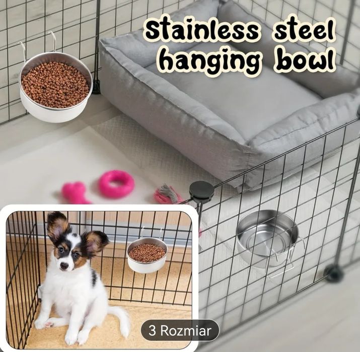 Nierdzewna miska dla psa wisząca