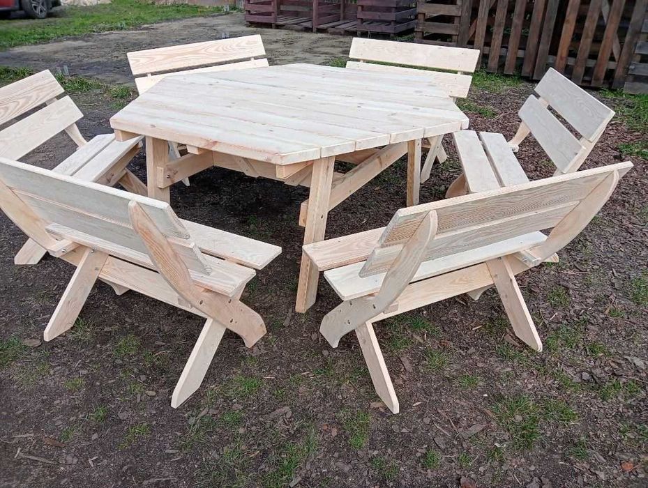 Meble Ogrodowe 12 osób stół + 6 ławek Od ręki!