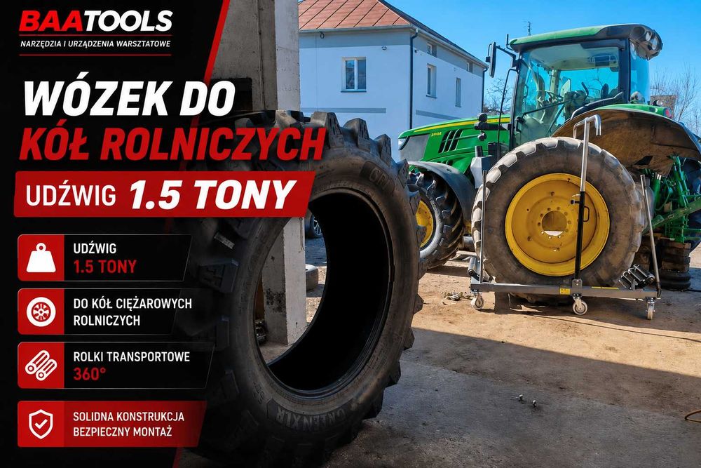 Wózek do transportu montażu kół ciężarowych rolniczych 1.5 tony