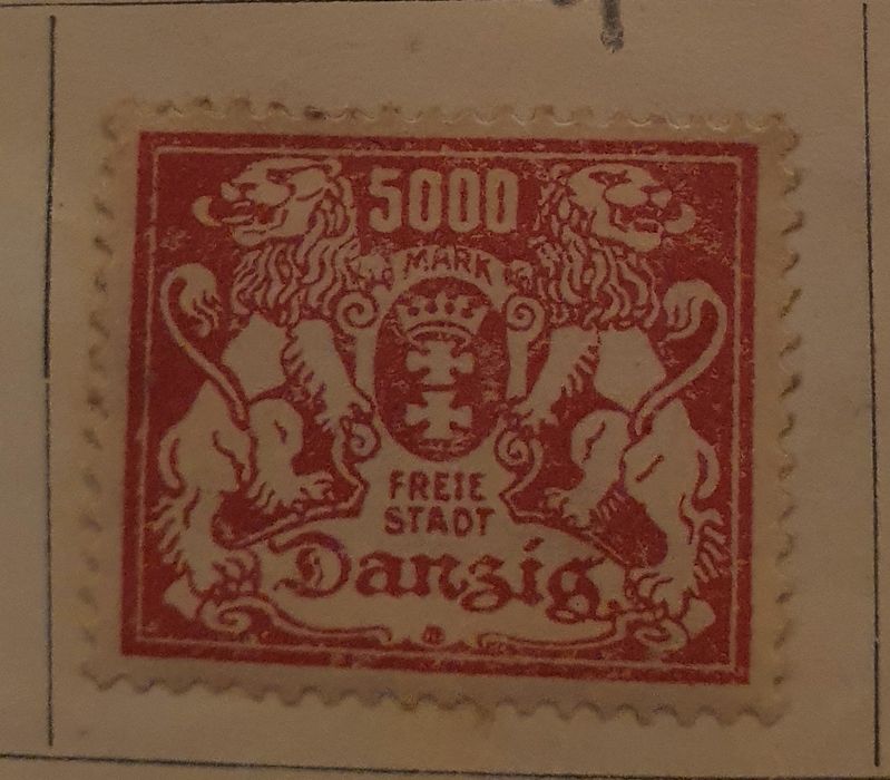 5 znaczkow gdansk 1923