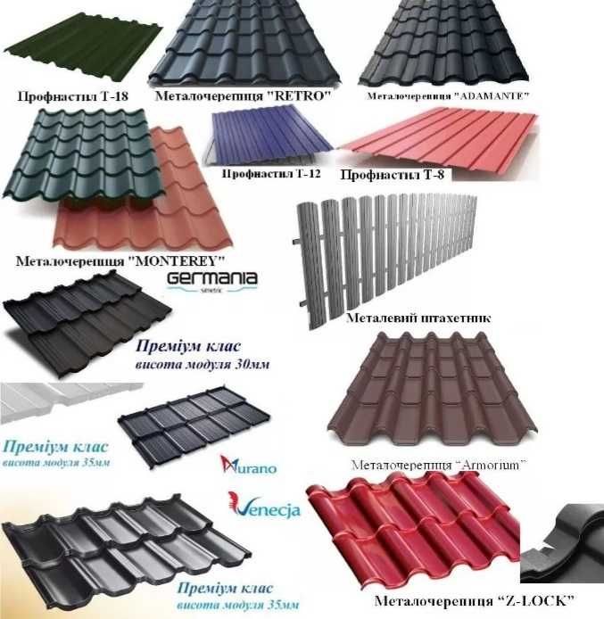 Монтаж даху, перекриття, покрівельні роботи, металочерепиця