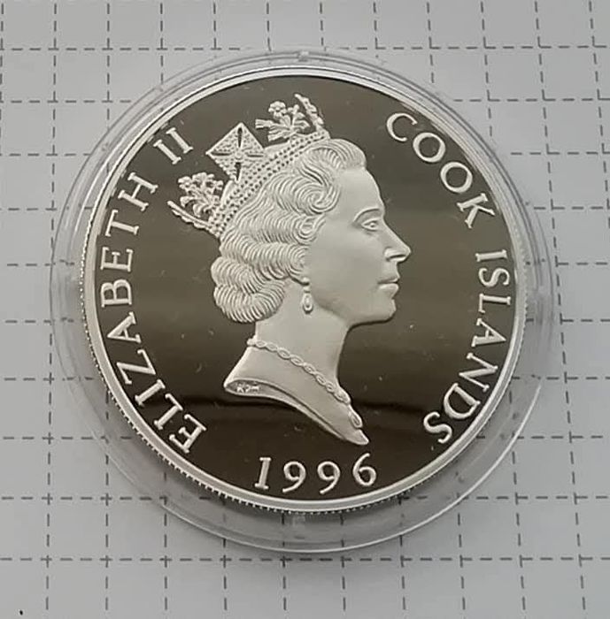 О-ви Кука. 5 доларів 1996р. ПІНГВІН. СРІБЛО. ПРУФ. Сертифікат