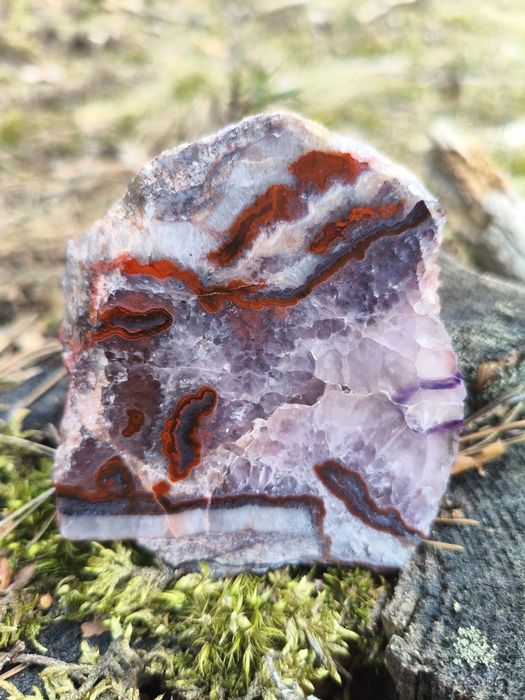Agat z ametystem 7,5x6 cm minerał kolekcjonerski ozdobny