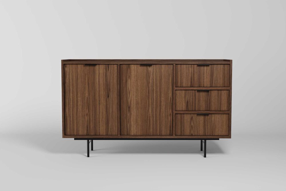 Komoda 150 cm 2 drzwi 3 szuflady Warmia Walnut loft Edison