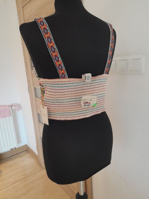 Kolorowy crop top nowy na ramiączkach L 40