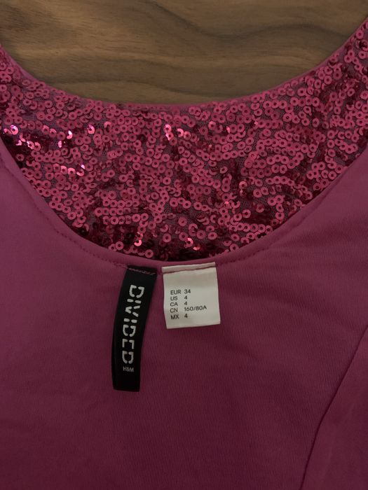 Сукня Divided H&M 34/ XS  160/80 рожева з паєтками нове