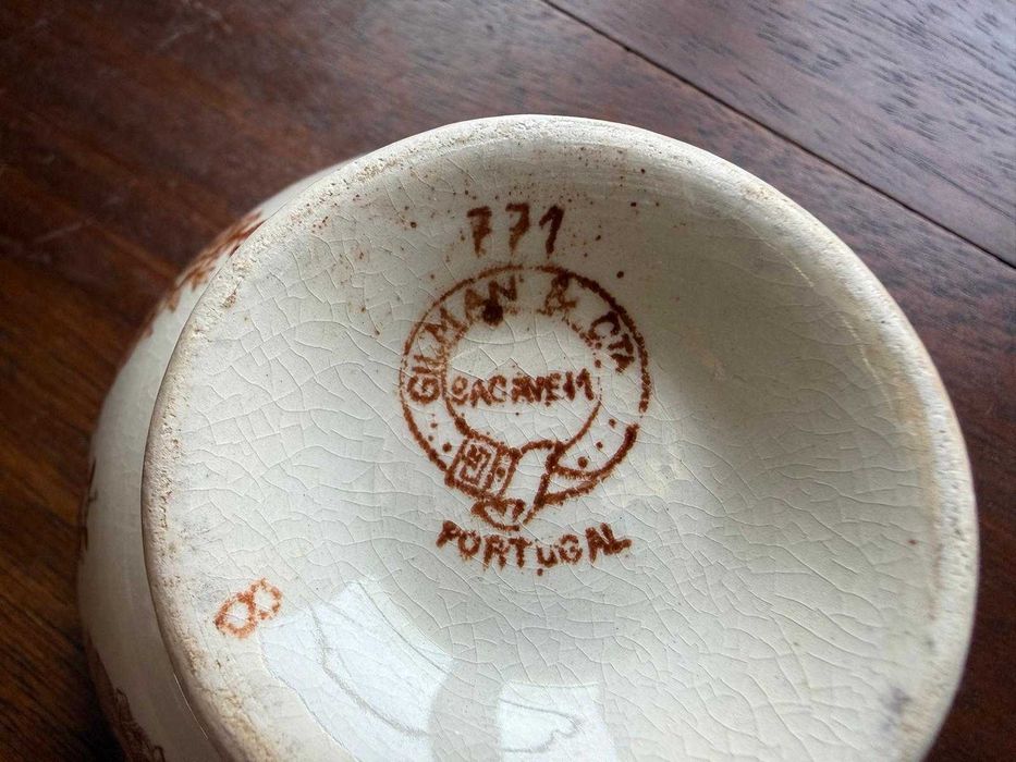 Tigela Sacavém arabesco castanho/terra - faiança portuguesa