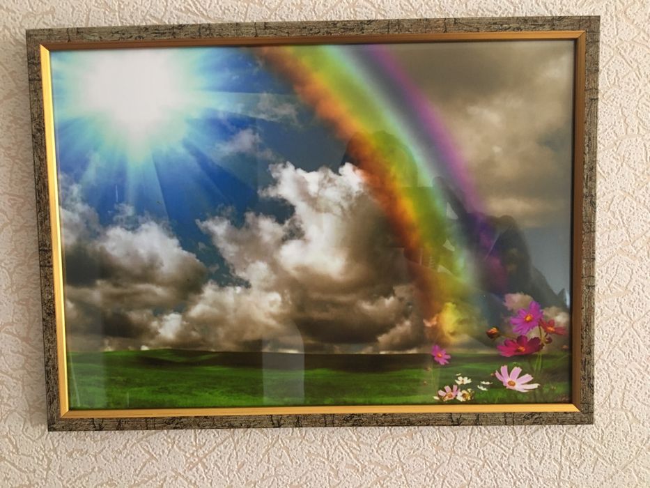 картина, фотокартина "радуга над полем" - 20х30
