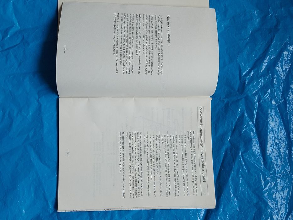 Instrukcja obsługi pralki automatycznej Candy 1994rok