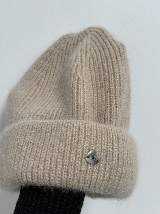 Ангорова жіноча шапка зимова бежева