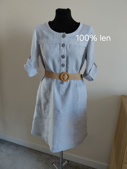 Lniana sukienka krój prosty M&S