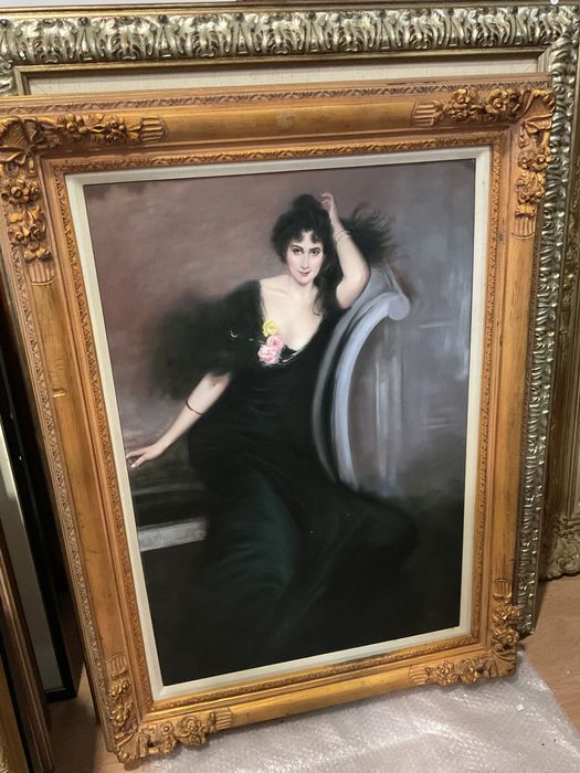 Quadro oleo tela of a lady 84x114 cm