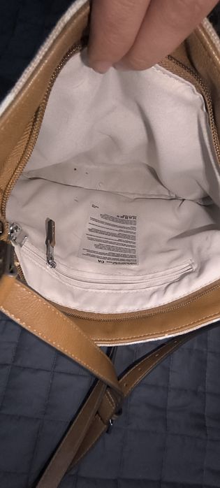 Torebka ze skóry i materiału piękna brązowa