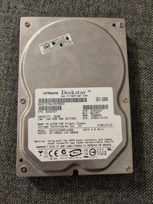 Dysk 80gb sata twardy 3.5