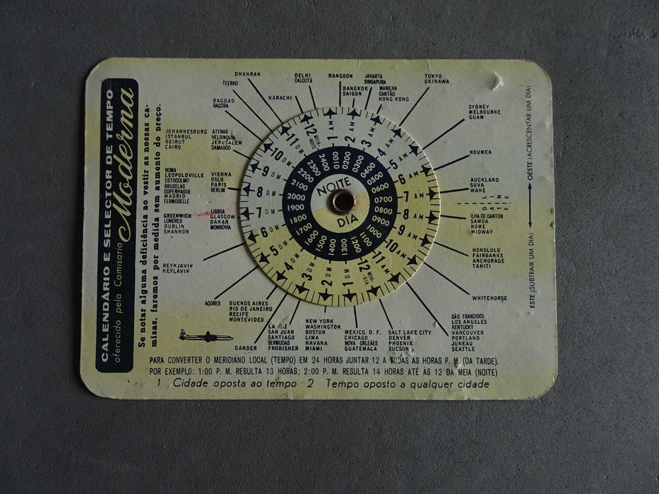 Antigo calendário rotativo da Camisaria Moderna 1960 Rossio
