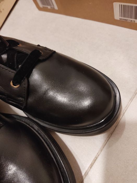 Skórzane botki trzewiki next wide leg na szeroką stopę