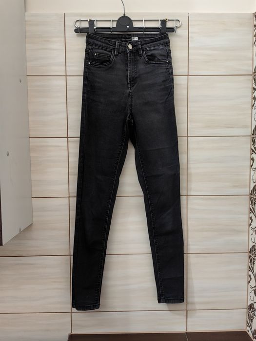 Czarne szare jeansy skinny high Sinsay 34 XS