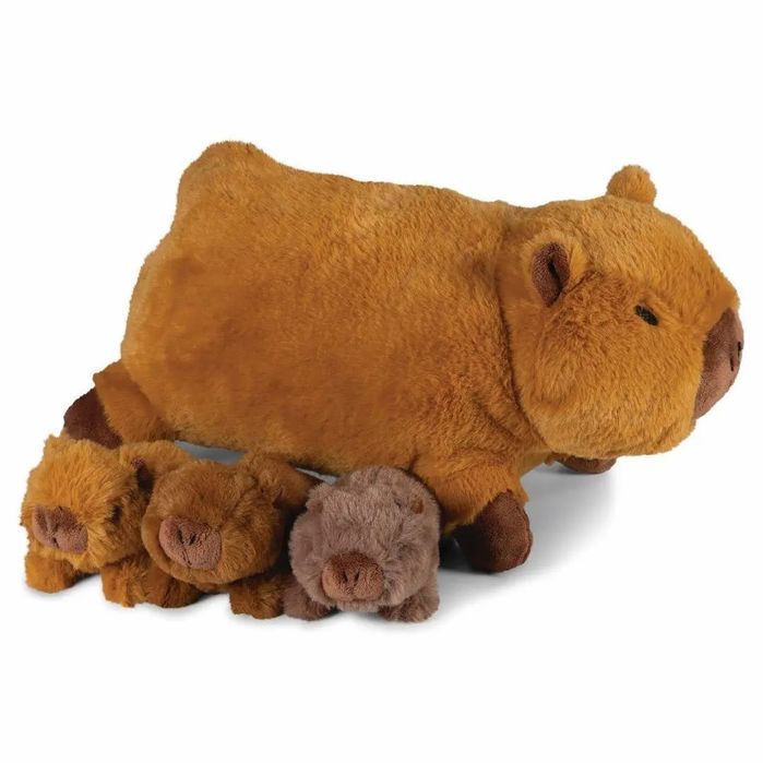 Kapibara mama z 3 młodymi. Nowy Produkt