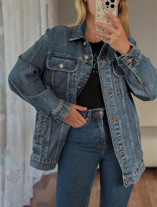 Джинсова курточка подовжена