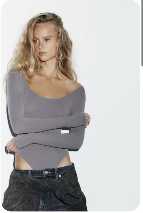 Zara боді поліамід s бузковий/сірий новий